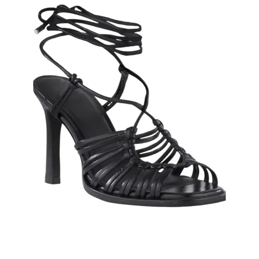 Seychelles Te Amo Black Leather Ankle Wrap Sandals Size 6.5 NWOB